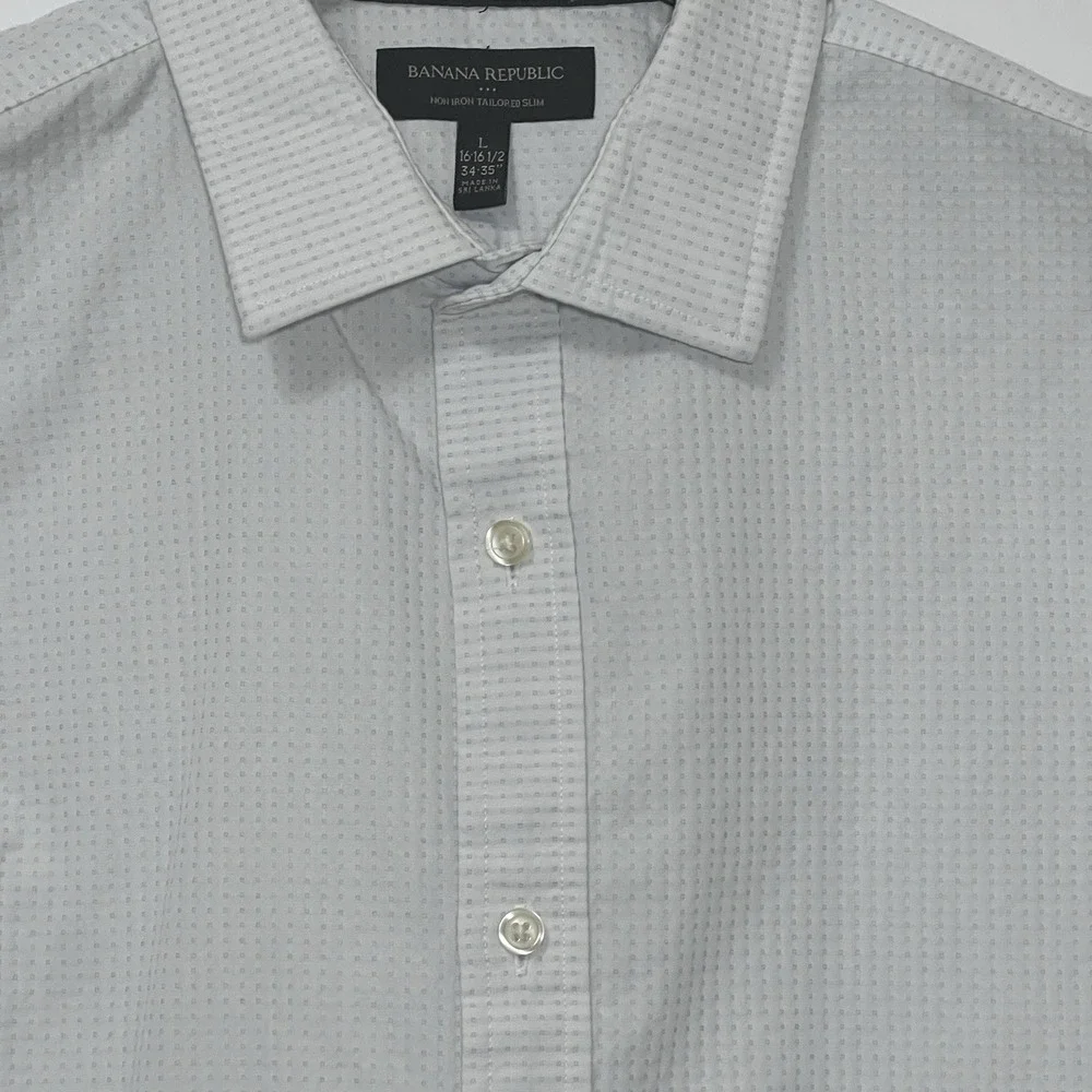Banana Republic Tailored Slim Button Long Sleeve Shirt Non Iron Men Large Blue‎